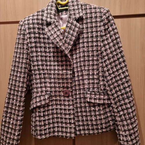 Linwa Vintage single-button checked jacket like new, brown and pink, size 4XL