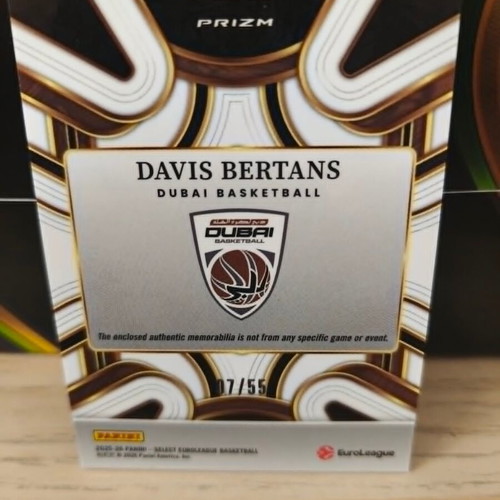 2025-26 Panini Select EuroLeague Davis Bertans Jersey Patch Red Cracked Ice