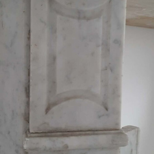 Pompadour marble fireplace mantel used, white Carrara