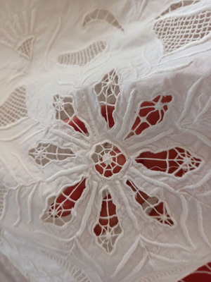 White Tablecloth with Rich Cutwork Embroidery 200x191 cm 100% Cotton like new