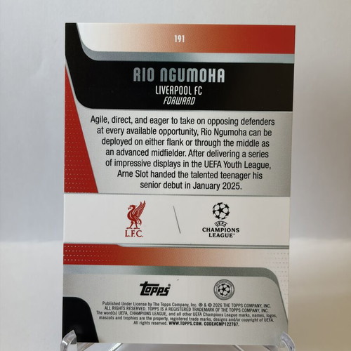 2025-26 Topps UCC Rio Ngumoha RC Gold Sparkle card like new