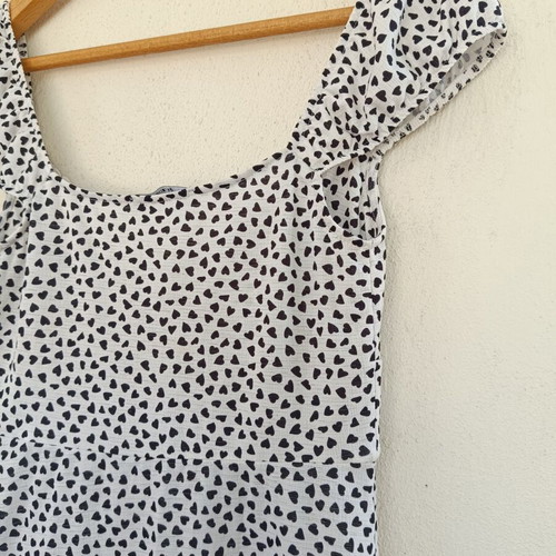 Bershka mini dress medium, black and white heart print, like new