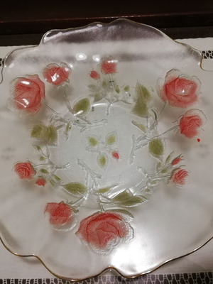 Decorative large crystal vintage platter like new