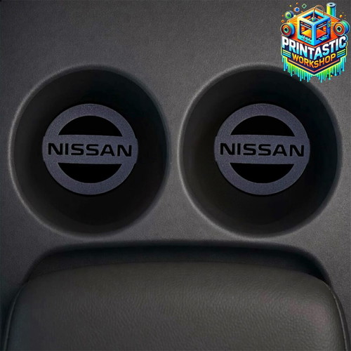 Nissan 69mm Gloss Black Plexiglass Cup Holder Covers new set of 2