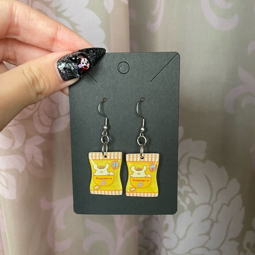 Pompompurin earrings Sanrio new handmade with steel hooks yellow and silver
