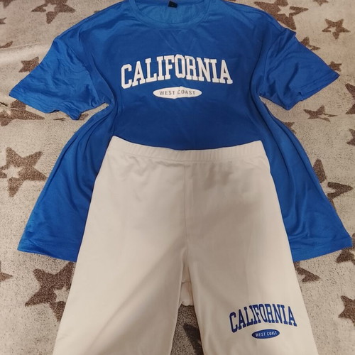 Shein set with blouse and shorts like new, white and blue, size small