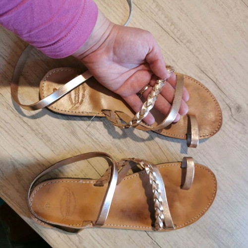 Handmade sandals from Pelion like new, gold color, size 40
