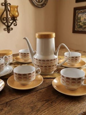 Pontesa vintage coffee and tea set for 6, 70s mid-century design