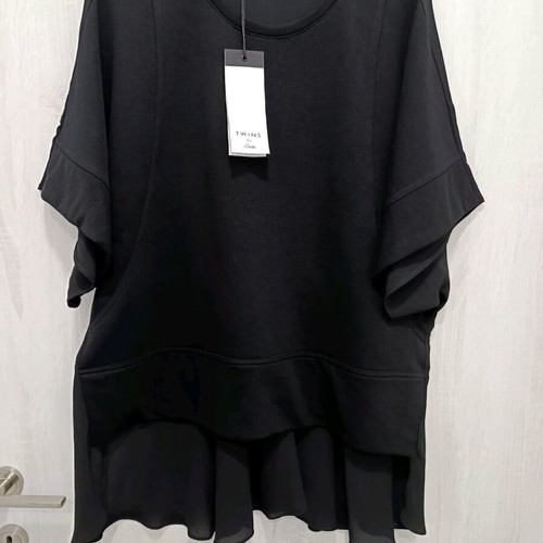 Twins blouse new, black, with wide sleeves and transparent back