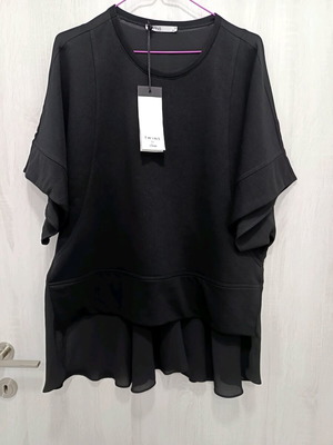 Twins blouse new, black, with wide sleeves and transparent back