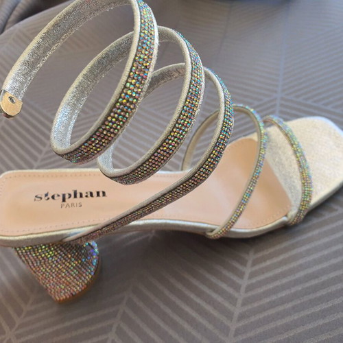 Stephan Shoes silver sandals new with rhinestones size 41