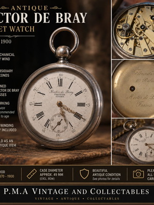 Hector de Bray antique pocket watch, key wind, c. 1870–1900