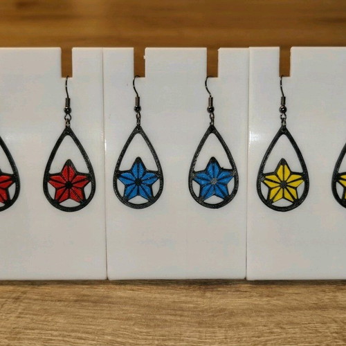3D Printed Earrings Set of 3 Modern Geometric Flower Design new