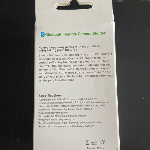 Bluetooth remote camera shutter new, unused