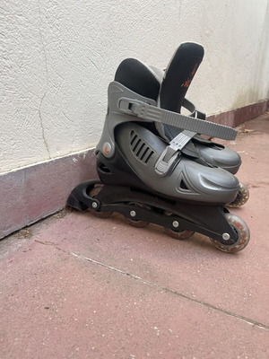 Grey roller skates