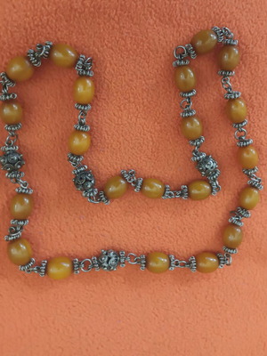 Necklace with genuine old amber like new, handmade with silver