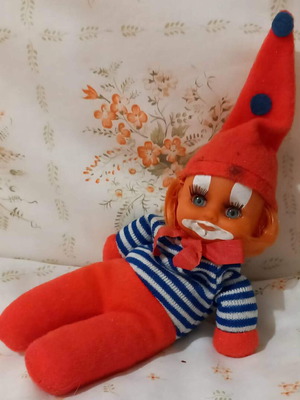 Vintage El Greco clown doll used, 16cm, collectible from the 1980s