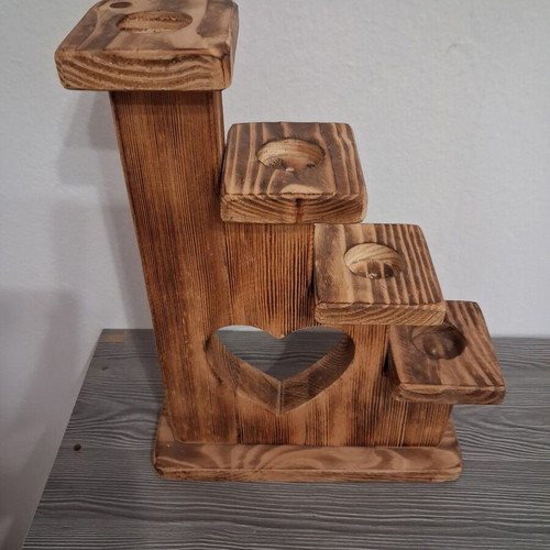 Wooden decorative tealight holder with heart design, like new