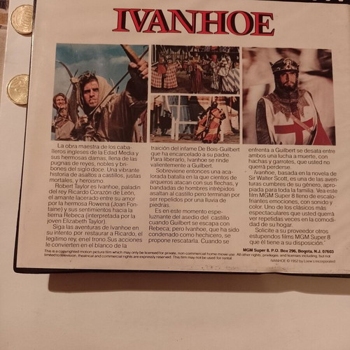 Super 8 film Ivanhoe with sound used, Selected Scenes, Elizabeth Taylor
