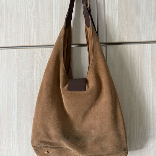 Pinko leather shoulder bag used, brown and gold, large size with NFC