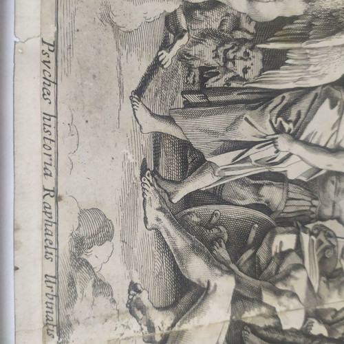 Original woodcut with the gods of Olympus used