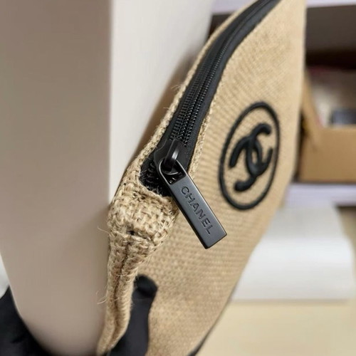 Chanel Beauty Eco Jute VIP Cosmetic Bag, black and beige