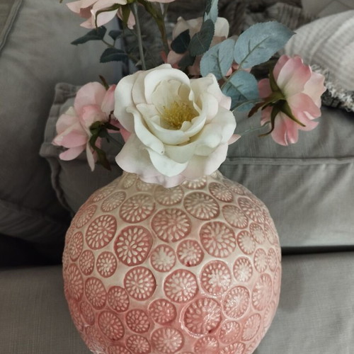 Zara Home pink vase like new, with flower