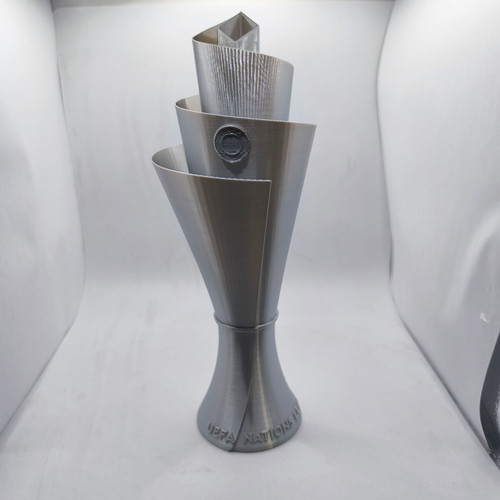 Uefa Nations League collectible trophy new, 24 cm silver metallic