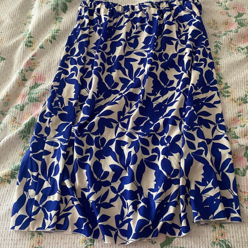 Floral maxi skirt blue white new, vintage style, size XL