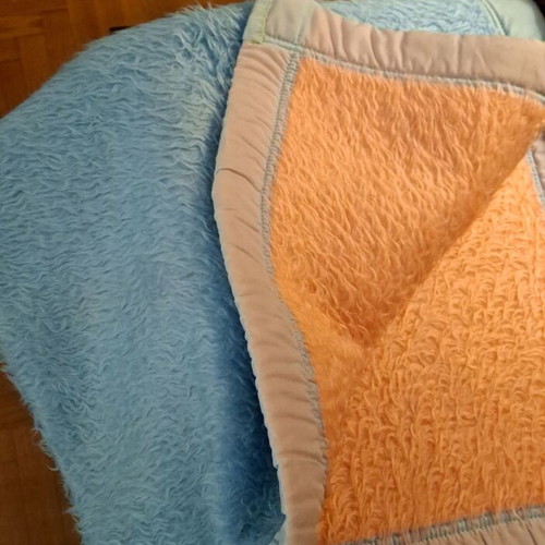 Baby blanket used, warm, double-sided blue and pink