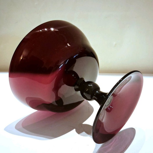 Vintage Amethyst Glass footed dessert bowls σαν καινούργιο, μεσοπολεμικό bohemian