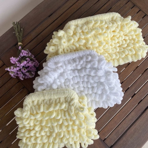 Handmade clutch bags new in white and yellow