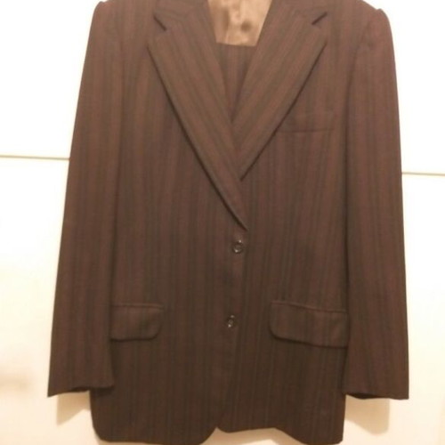 Wool brown striped vintage 80s suit like new