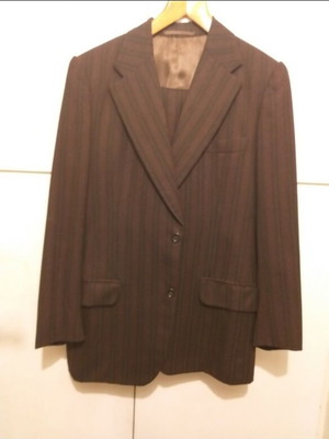 Wool brown striped vintage 80s suit like new