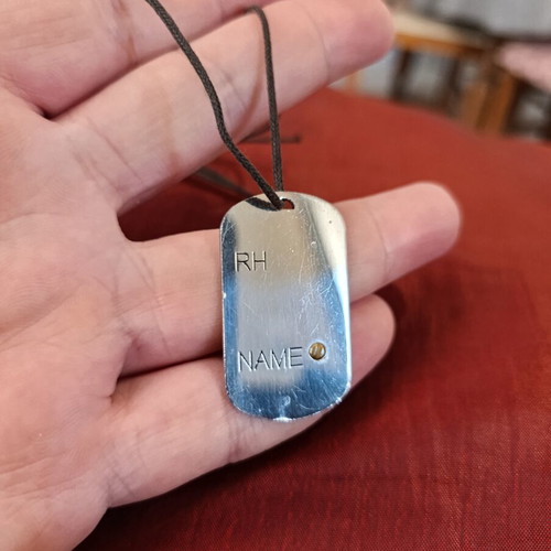 Vintage metal steel plate necklace used