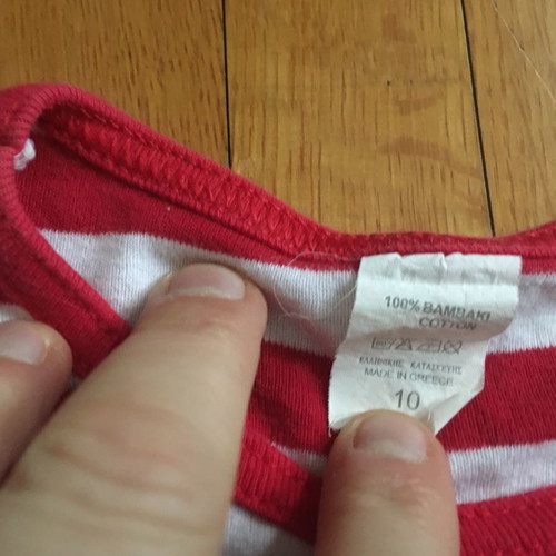 Striped white and red 100% cotton blouse used for 10-year-old girl