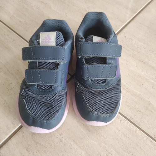 Adidas athletic shoes used size 27 pink and purple