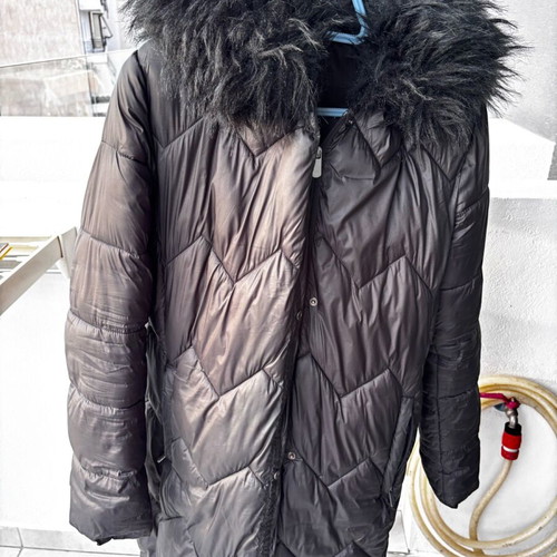 Black women's long jacket with hood like new