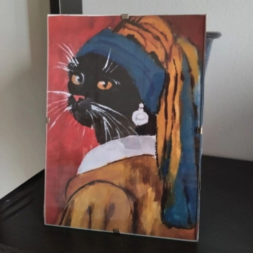Poster with frame The Cat with the Pearl, new, 13×18 cm