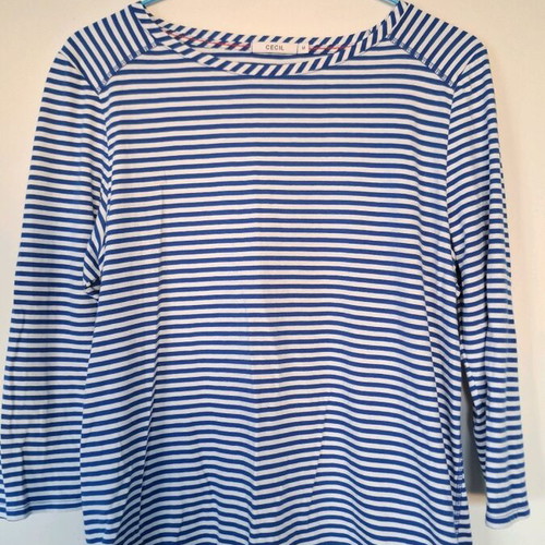 Cecil women's cotton blouse navy style with stripes like new