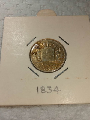 Coin 1/4 Silver 1834 used, hole, Otto era