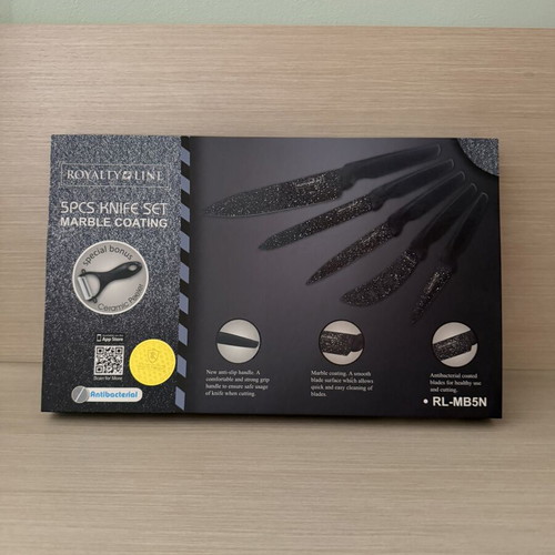Royalty Line kitchen knives set of 5, steel with ceramic coating, new