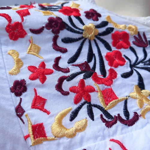 Embroidered cotton blouse dress used, white, size S