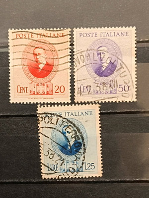 Italy 1938 stamps, 3 used with Guglielmo Marconi