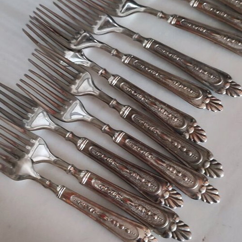Vintage cutlery set used, silver-plated from the 1960s, 50 pieces
