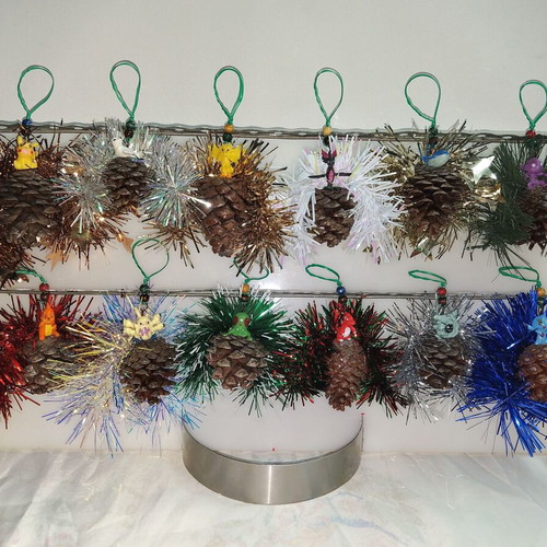 Pinecone Christmas ornaments new, set of 12 with unique decorations