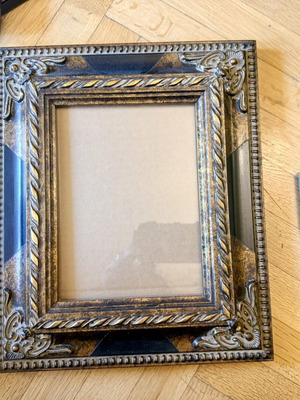 Vintage Baroque Photo Frame used, gold and black resin wood