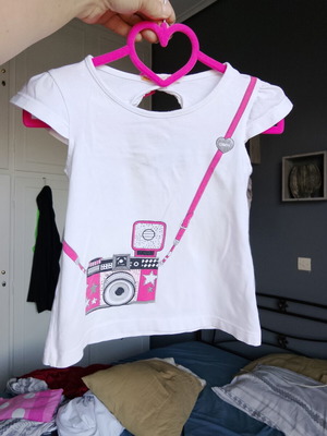 T-shirt βαμβακερό Domina για 2 ετών σαν καινούργιο, άσπρο και ροζ