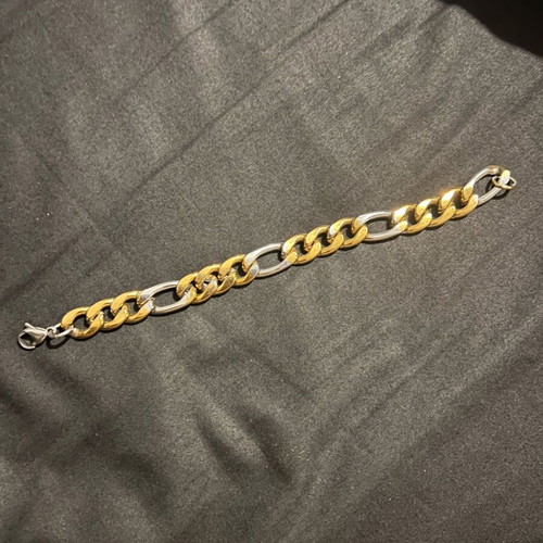 Double color bracelet like new, silver and gold steel