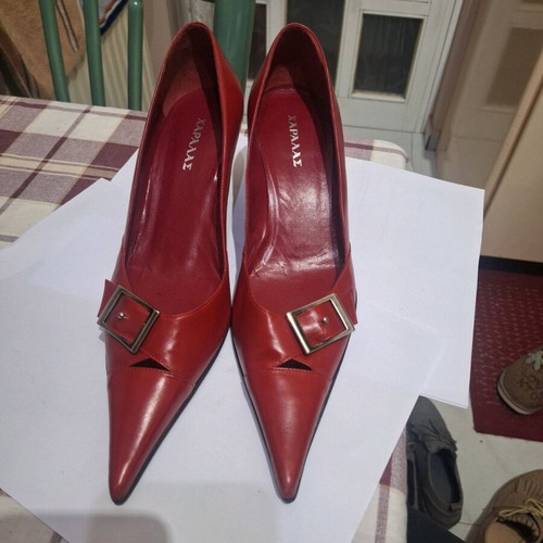 Haralas red pumps like new, size 39, genuine leather